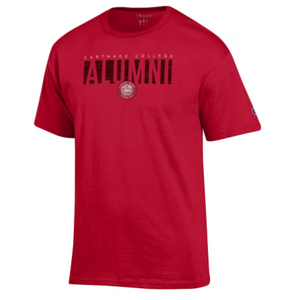 Champion Alumni Tee, Red with Block Letters and seal