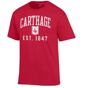 Champion Carthage Tee, Red with Book and Flame