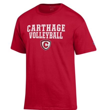 Carthage Volleyball Tee with Shield, Red