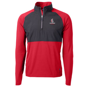 Adapt Eco Knit Hybrid Recycled Men's Quarter Zip, Cardinal/Black