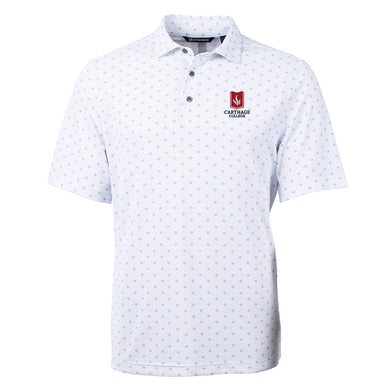 Virtue Eco Pique Tile Print Recycled Men's Polo, White