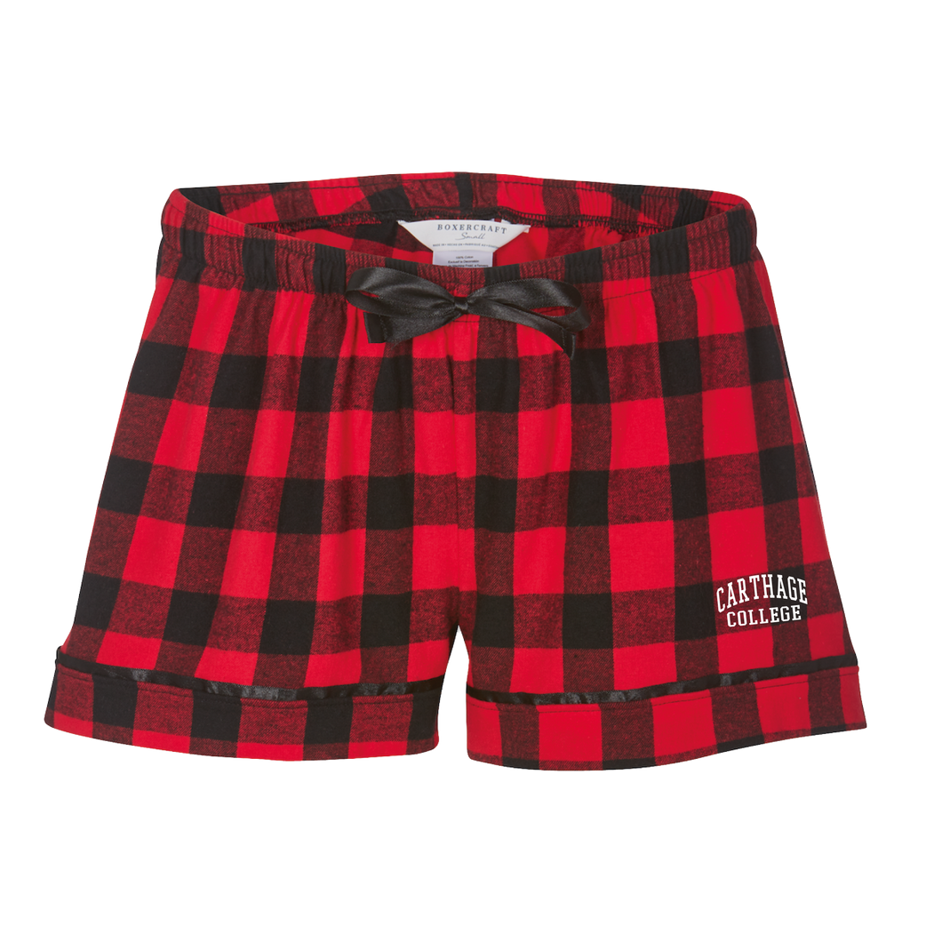 Ladies Flannel Short, Red/Black Buffalo Plaid