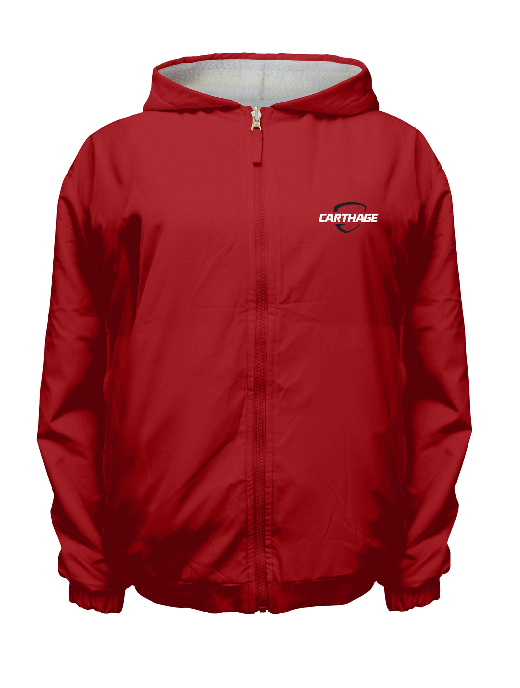 Reversible Hooded Full Zip Jacket, Cardinal